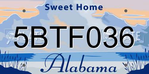 5BTF036 Alabama License Plate