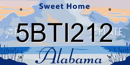 5BTI212 Alabama License Plate