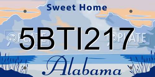 5BTI217 Alabama License Plate