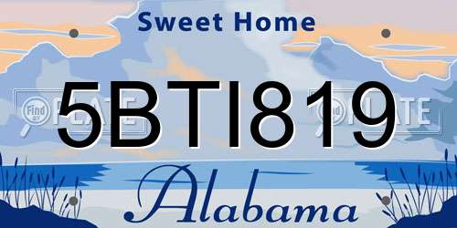 5BTI819 Alabama License Plate