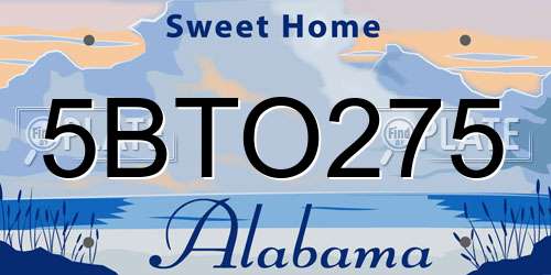5BTO275 Alabama License Plate