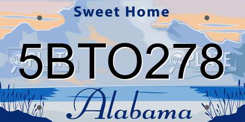 5BTO278 Alabama License Plate