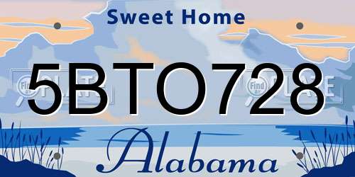 5BTO728 Alabama License Plate