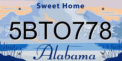 5BTO778 Alabama License Plate