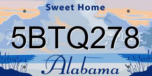 5BTQ278 Alabama License Plate