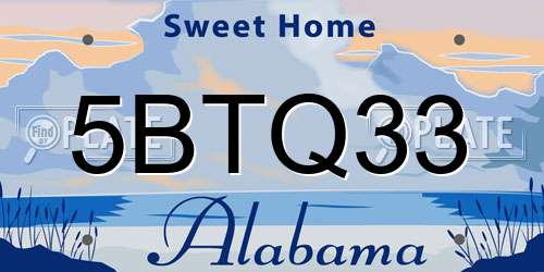 5BTQ33 Alabama License Plate