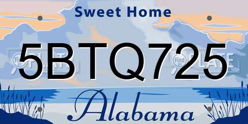 5BTQ725 Alabama License Plate