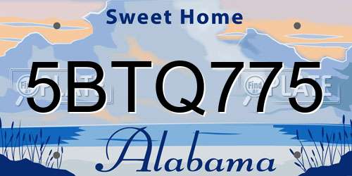 5BTQ775 Alabama License Plate