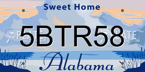 5BTR58 Alabama License Plate