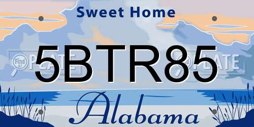 5BTR85 Alabama License Plate