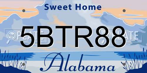 5BTR88 Alabama License Plate