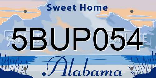 5BUP054 Alabama License Plate