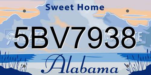 5BV7938 Alabama License Plate