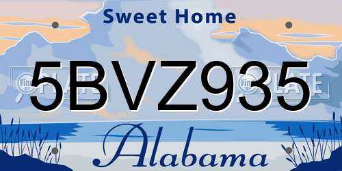 5BVZ935 Alabama License Plate