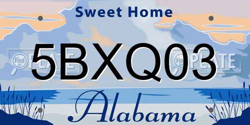 5BXQ03 Alabama License Plate