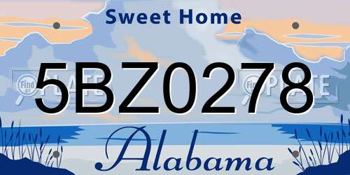 5BZ0278 Alabama License Plate