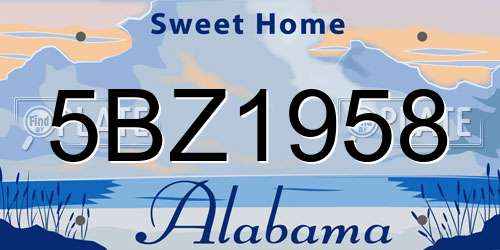 5BZ1958 Alabama License Plate
