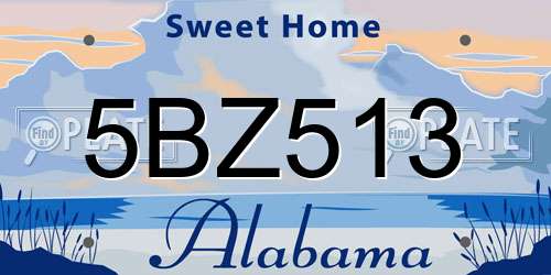 5BZ513 Alabama License Plate