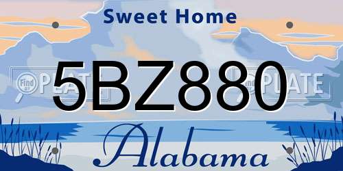 5BZ880 Alabama License Plate