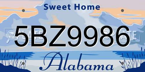 5BZ9986 Alabama License Plate