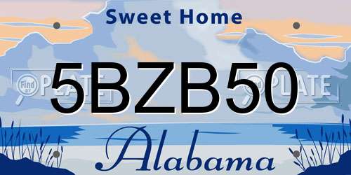 5BZB50 Alabama License Plate