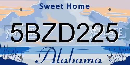 5BZD225 Alabama License Plate