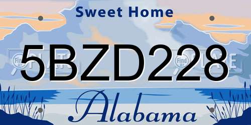 5BZD228 Alabama License Plate