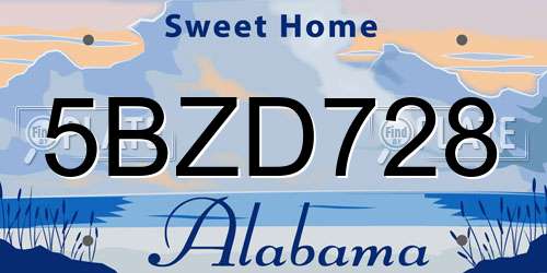 5BZD728 Alabama License Plate