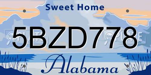 5BZD778 Alabama License Plate