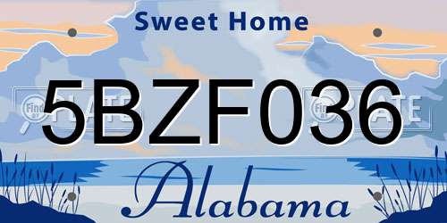 5BZF036 Alabama License Plate