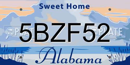 5BZF52 Alabama License Plate