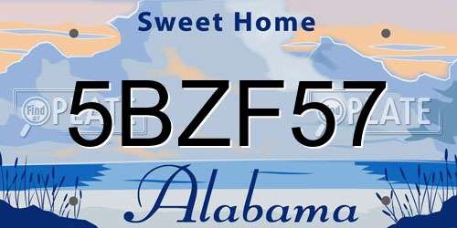 5BZF57 Alabama License Plate