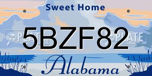 5BZF82 Alabama License Plate