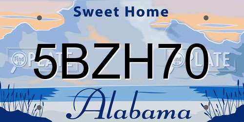 5BZH70 Alabama License Plate