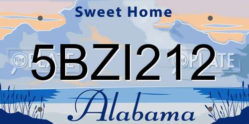 5BZI212 Alabama License Plate