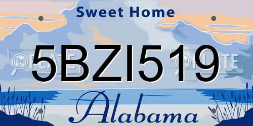 5BZI519 Alabama License Plate