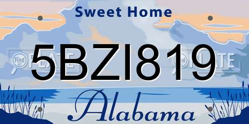 5BZI819 Alabama License Plate