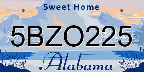 5BZO225 Alabama License Plate