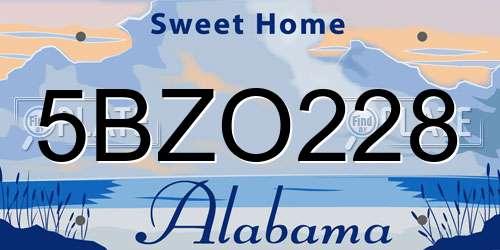 5BZO228 Alabama License Plate