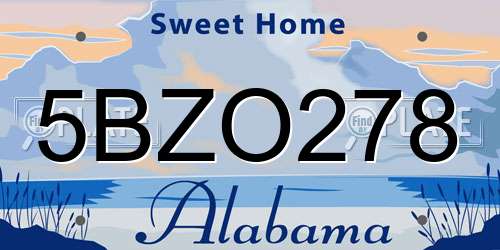 5BZO278 Alabama License Plate