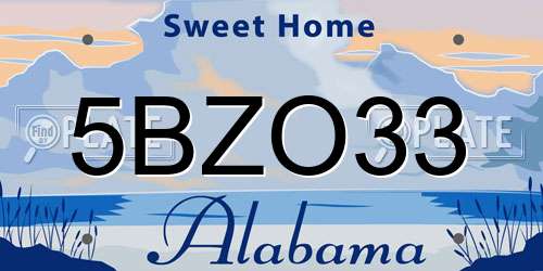 5BZO33 Alabama License Plate