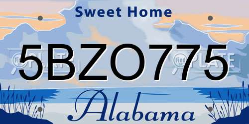 5BZO775 Alabama License Plate