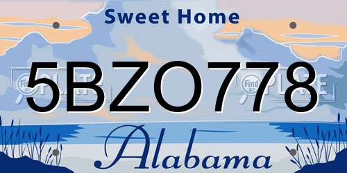 5BZO778 Alabama License Plate