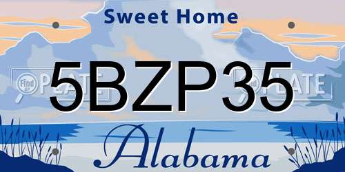 5BZP35 Alabama License Plate