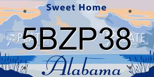 5BZP38 Alabama License Plate