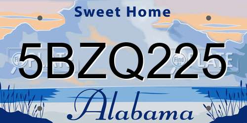 5BZQ225 Alabama License Plate
