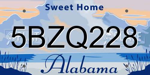 5BZQ228 Alabama License Plate