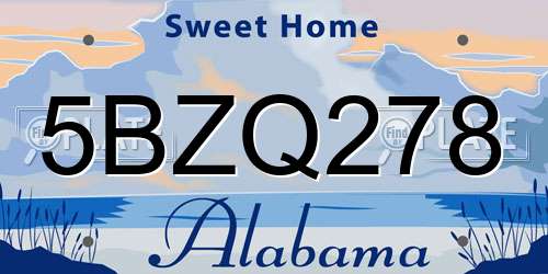 5BZQ278 Alabama License Plate
