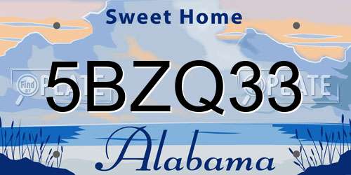 5BZQ33 Alabama License Plate