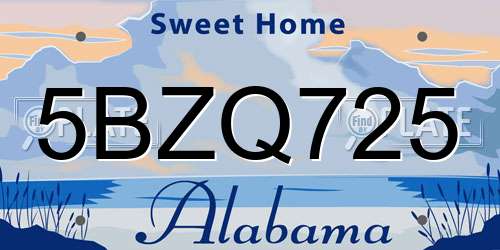5BZQ725 Alabama License Plate